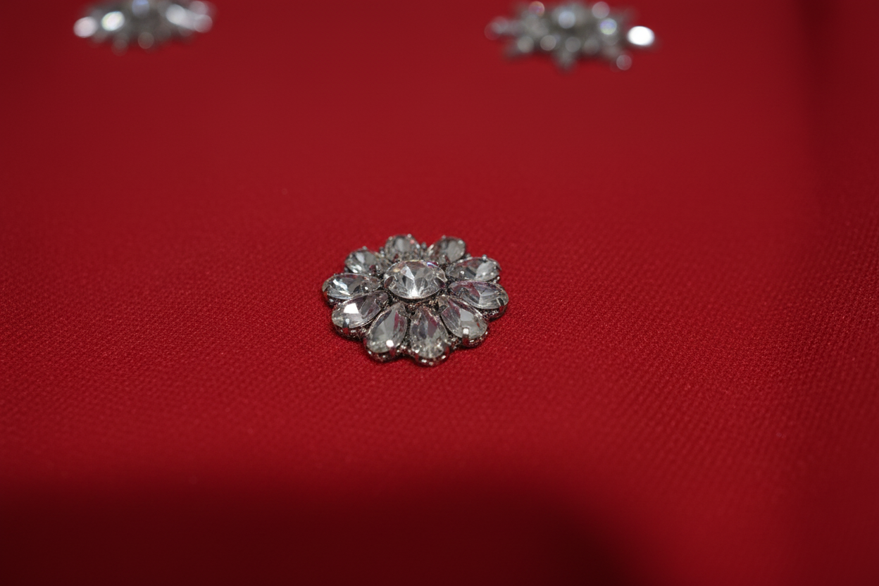 Close-up of jeweled embellishments