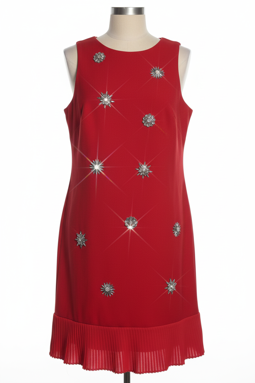 Red Embellished Shift Dress